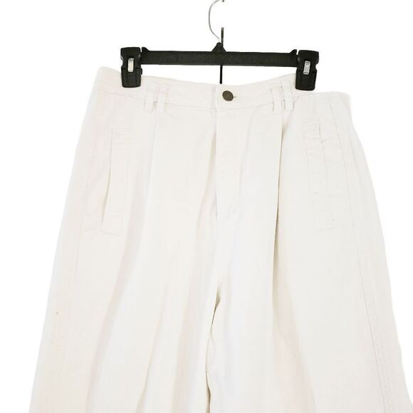 Liz Wear White 100% Cotton Pleated Front 3 Pocket Relaxed Denim Jeans Size 14 - Picture 8 of 9